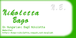 nikoletta bago business card